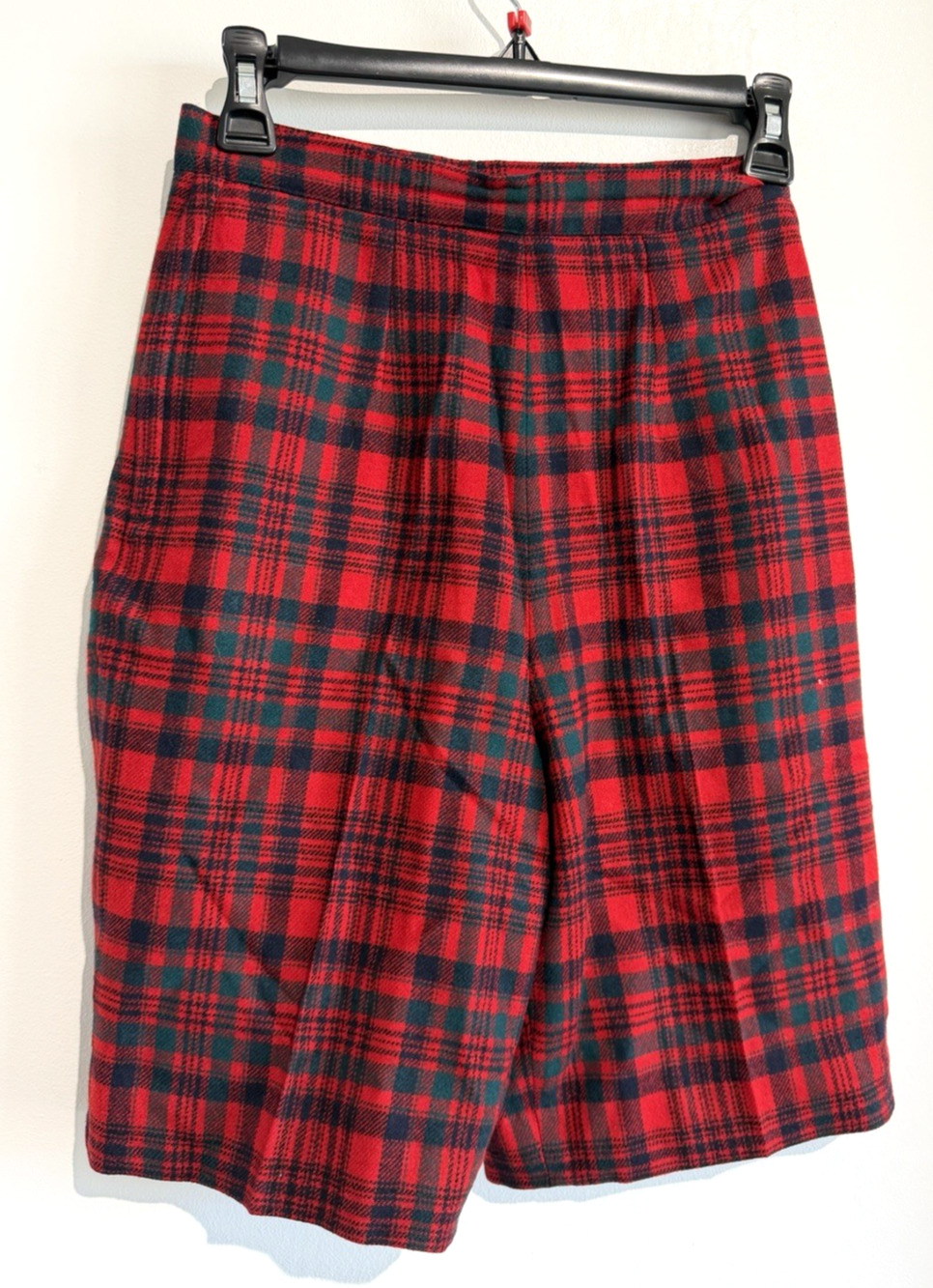 Vintage 80s 90s Pendleton Red green USA Wool Shorts Boyd Tartan Plaid Size S/M